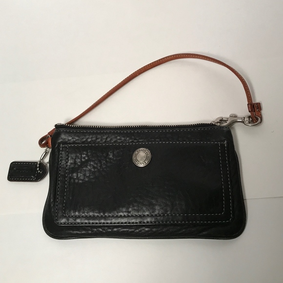 Coach Handbags - Coach Black Leather Wristlet